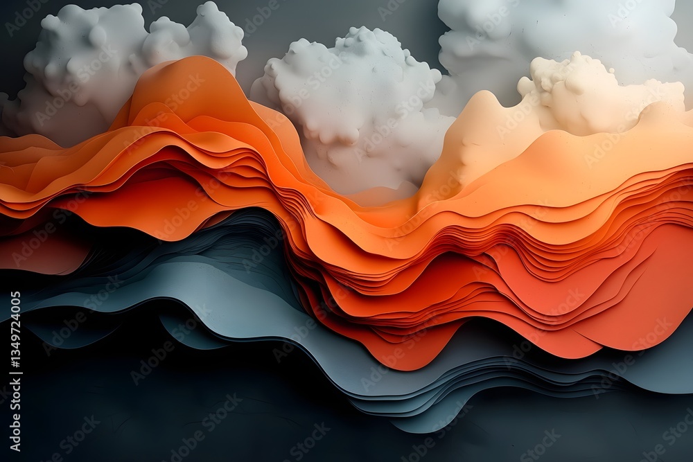 Poster fluid rainfall pattern map undulating topographic landscape visualization generative weather data ar