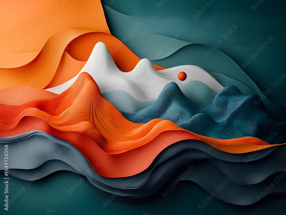 Poster fluid rainfall pattern mapping across an otherworldly topographic terrain