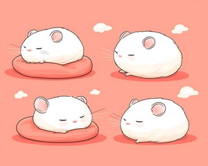 Cute Hamster Poses with Pink Background.