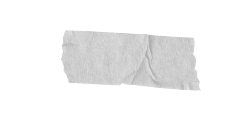 White washi tapes isolated on white. Pieces of decorative tape for scrapbooks. Torn paper a cutout transparent background