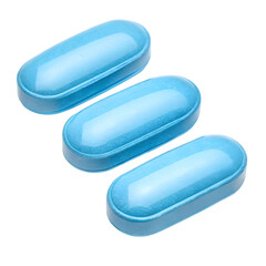 blue pills isolated on white background