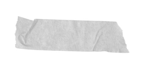 White washi tapes isolated on white. Pieces of decorative tape for scrapbooks. Torn paper a cutout transparent background