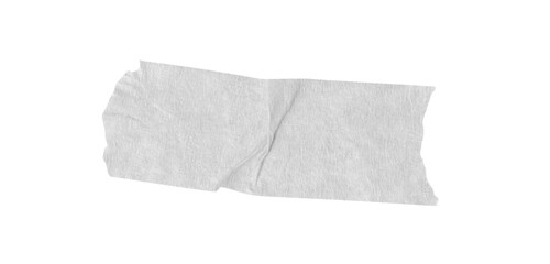 White washi tapes isolated on white. Pieces of decorative tape for scrapbooks. Torn paper a cutout...