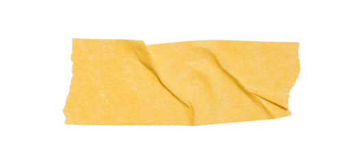 Yellow washi tapes isolated on white. Pieces of decorative tape for scrapbooks. Torn paper a cutout transparent background