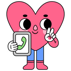 heart character phone call