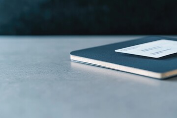 macro shot of passport with boarding pass peeking out placed on sleek airport counter with copy space