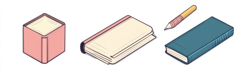 Books and Pencil Illustration