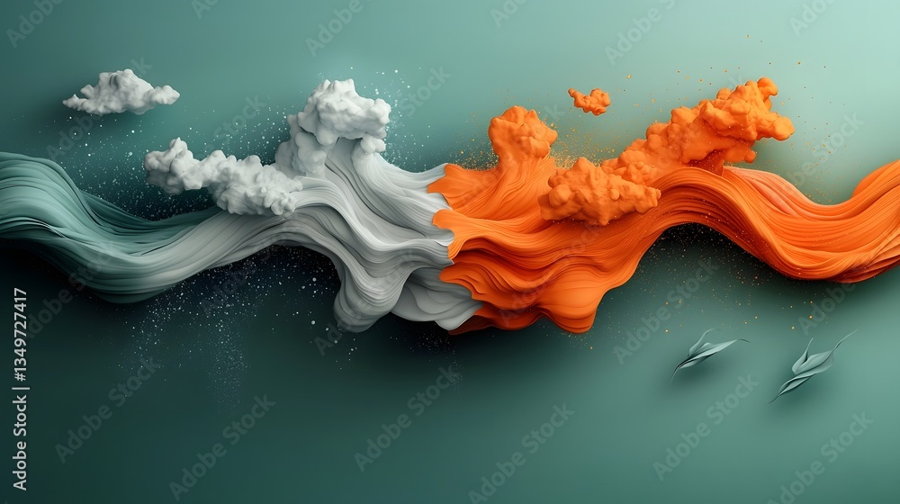 Poster hypnotic fluid topographic landscape with dynamic data visualization patterns depicting meteorologic