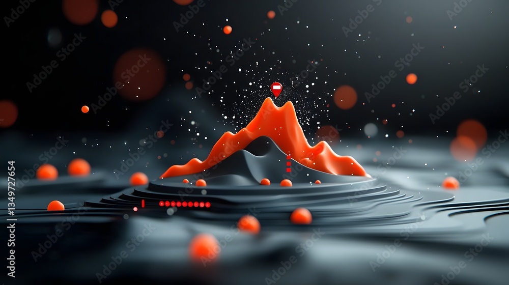 Poster hypnotic rainfall pattern map fluid topographic landscape visualizing real time weather data in digi