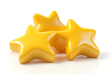 Three Yellow Star Shapes on White Background