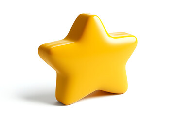 Shiny Three Dimensional Yellow Star isolated on White Background, Rendered Style