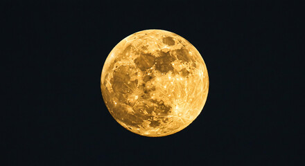Stunning Golden Full Moon Night Sky Celestial Lunar Photography
