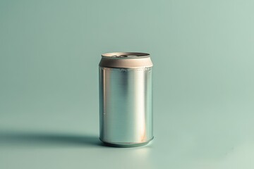 An isolated beverage can is shown on a solid colored background