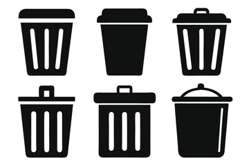 bin silhouette icons vector