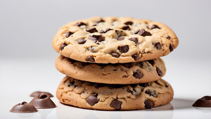Freshly Baked Chocolate Chip Cookie Isolated on White Background for Snack Time