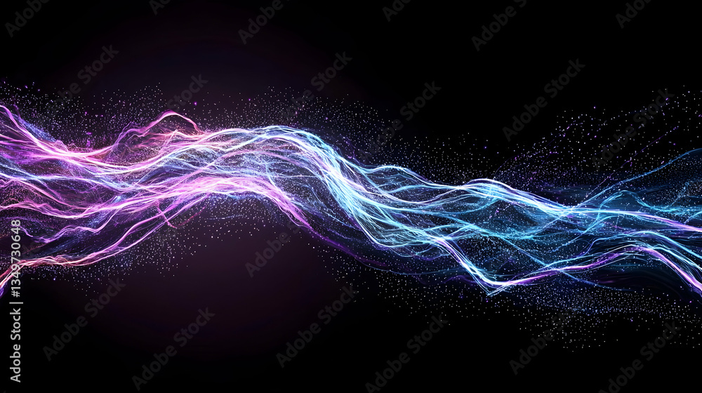 Poster abstract glowing particle waves design