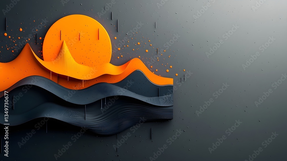 Poster mesmerizing abstract landscape with a flowing rainfall pattern created using data visualization tech
