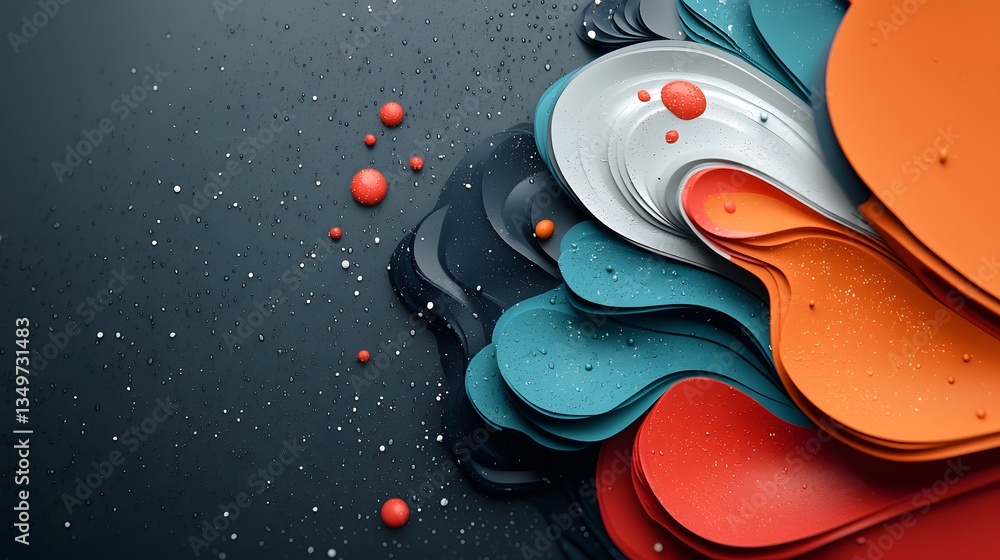 Poster mesmerizing fluid topographic landscape abstract data visualization with vibrant color palette dynam