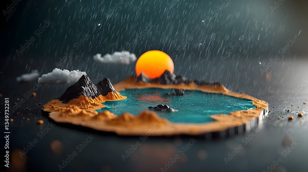 Poster mesmerizing rainfall pattern geospatial mapping of fluid topographic terrain and dynamic weather dat