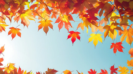 Autumn colored fall  maple  leaves background.