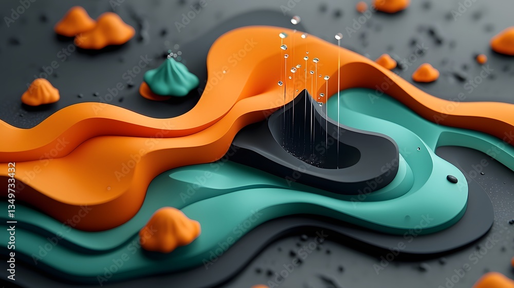 Poster mesmerizing topographic terrain with fluid rainfall pattern map intricate network of contour lines g