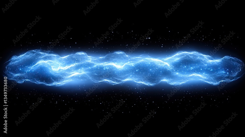 Poster abstract blue energy wave in space. possible use science fiction background