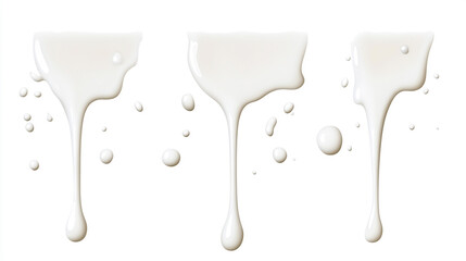 Abstract White Milk Splashes in Dripping Pattern on White Background
