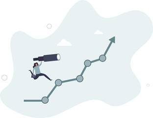 Investment upside potential, economy prediction or forecast, vision or analyze future, business growth or earning increase concept,flat character life .