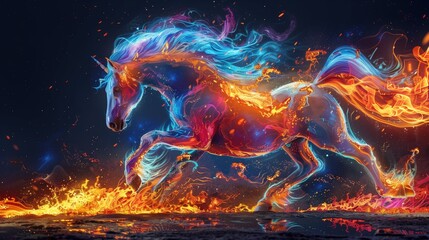 Fiery Unicorn Galloping