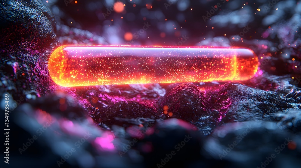 Poster holographic progress bar advancing across a transparent screen with dynamic lighting