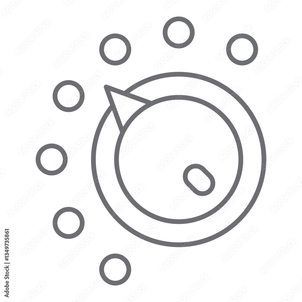 Poster timer wheel button thin line icon, laundry service concept. vector graphics. washing mode selection,