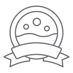 Washer window with ribbon thin line icon, laundry service concept. Vector graphics. Washing machine door with silk tape sign on white background, outline style icon for mobile or web design.