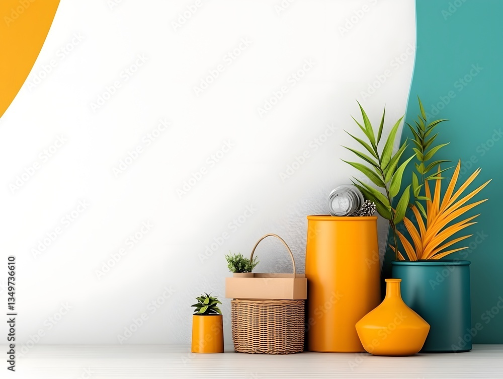 Poster neatly arranged assortment of various storage boxes baskets and containers made of cardboard wicker 
