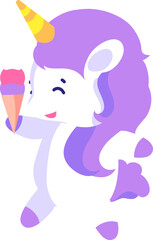 Playful Unicorn with Ice Cream Illustration, Design Inspiration, Vector, Illustration, Object, Template