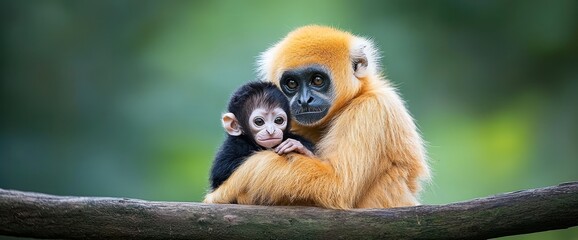 Fototapeta premium Golden Langur Mother and Baby