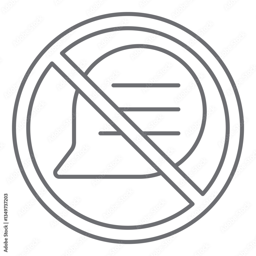 Poster messaging ban thin line icon, prohibited elements concept. vector graphics. speech bubble, communica