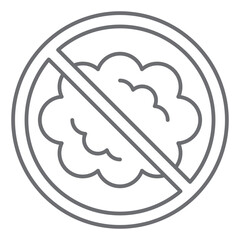 Cloud of smoke ban thin line icon, prohibited elements concept. Vector graphics. Smog cloud, pollution forbidden sign on white background, outline style icon for mobile or web design.
