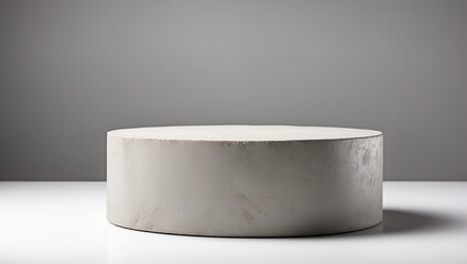 Sturdy Concrete Stone Podium Isolated on a White Background for Product Display