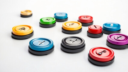 Vibrant Media Control Buttons Isolated on a White Background for User Interface Design