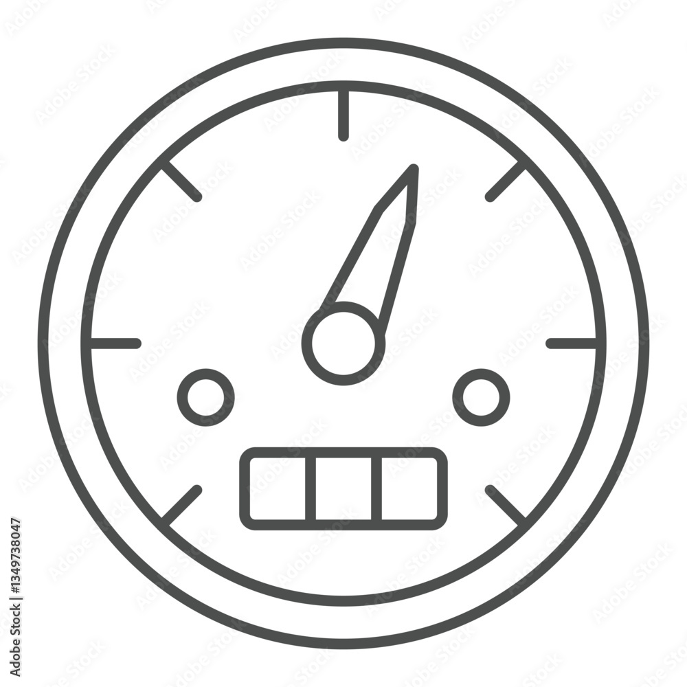 Poster car speedometer with arrow thin line icon, car service concept. vector graphics. speedometer speed t