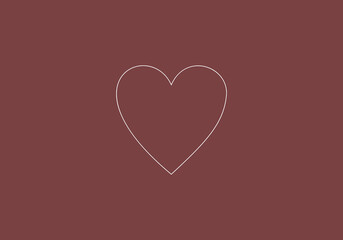 Simple Outline Heart on Red Background