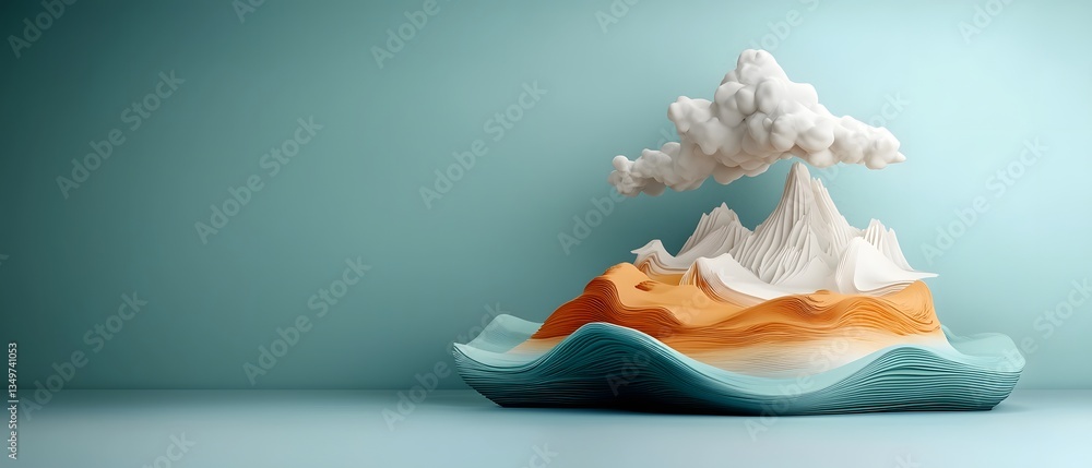 Poster procedurally abstract visualization of a flowing digital landscape with undulating topographic terra