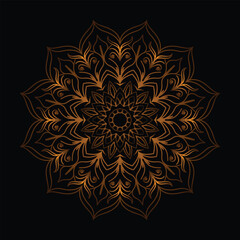 Simple mandala design for gold coloring. Vector floral mandala. Geometric ornamental mandala design.