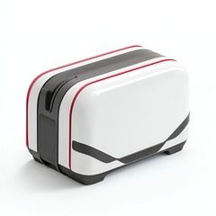 Modern toaster on white isolated background, showcasing sleek design and functionality for kitchen use.