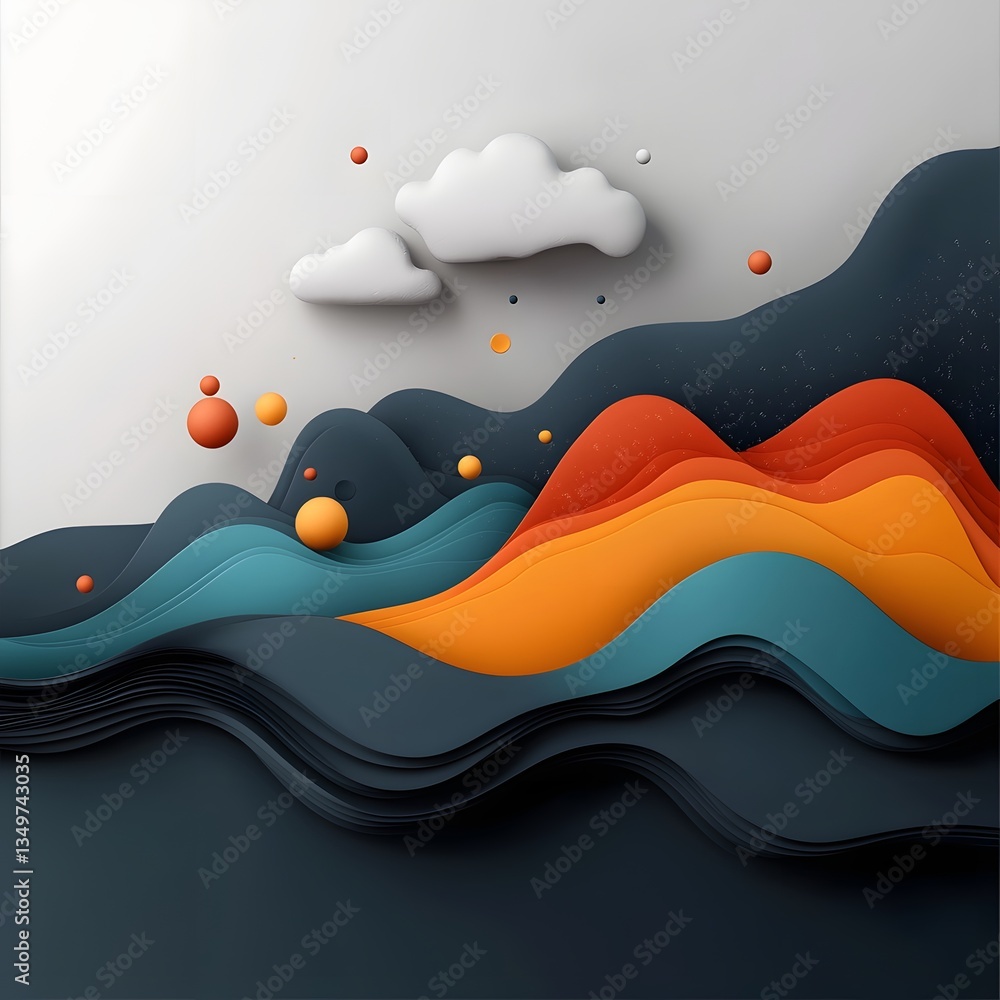 Poster stunning abstract landscape featuring a hypnotic flowing topographic terrain with dynamic data visua