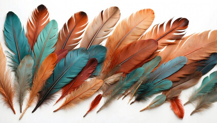 Elegant Feathers Isolated on a White Background for Crafting and Decoration