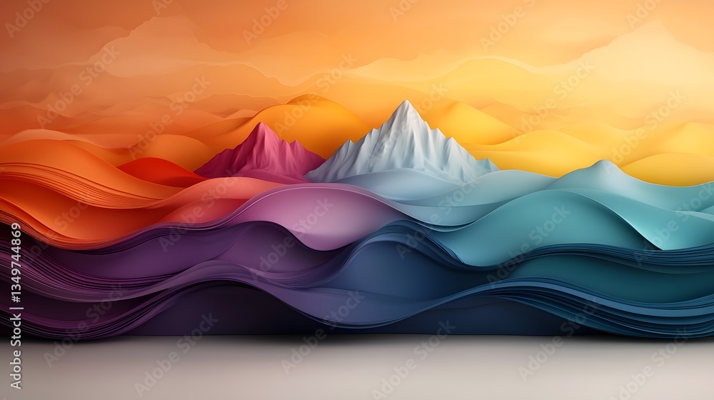 Poster topographic landscape with captivating data visualization of weather and climate statistics rendered