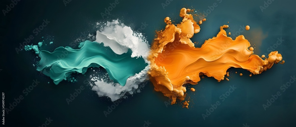 Poster transcendent precipitation cartography flowing topographic data art with hypnotic iridescent gradien
