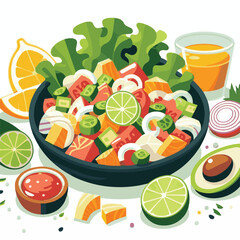 ceviche, food, seafood, gourmet, lime, fresh, meal, fish, appetizer, delicious, cuisine, citrus, peru, peruvian, restaurant, raw, cebiche, marinated, cilantro, onion, seviche, lunch, background, salad