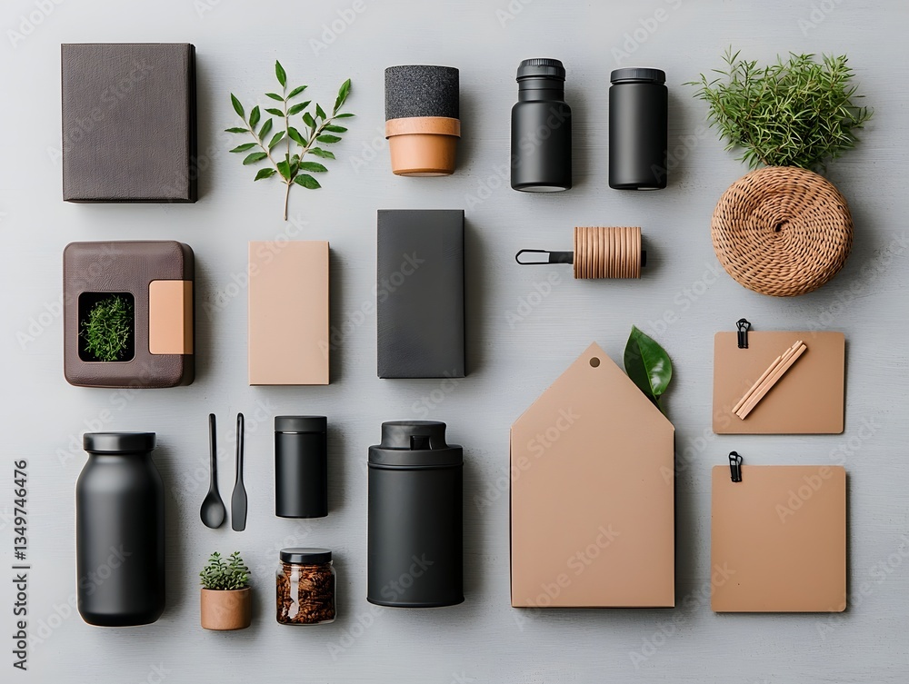 Poster variety of storage containers in different shapes and textures including cardboard wicker and metal 